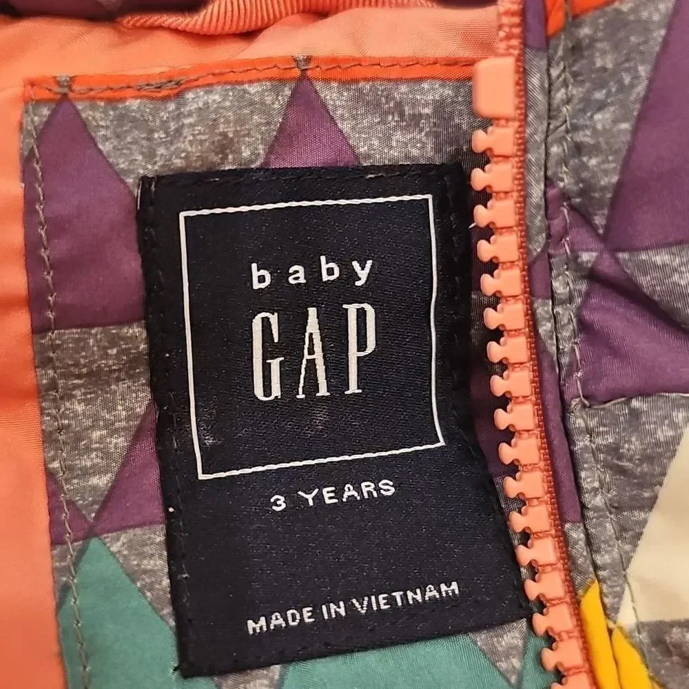 Colorful Geometric Puffer Vest Baby Gap Size 3
